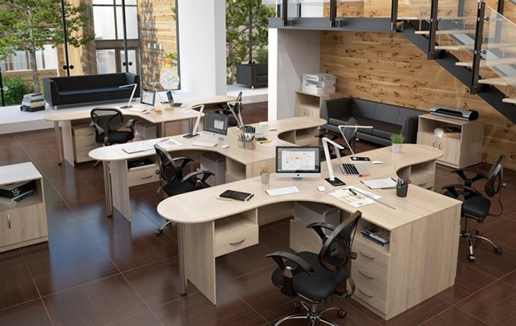 Офисный комплект мебели SIMPLE с эргономичными столами, тумбами, шкафами в Стерлитамаке - изображение 2